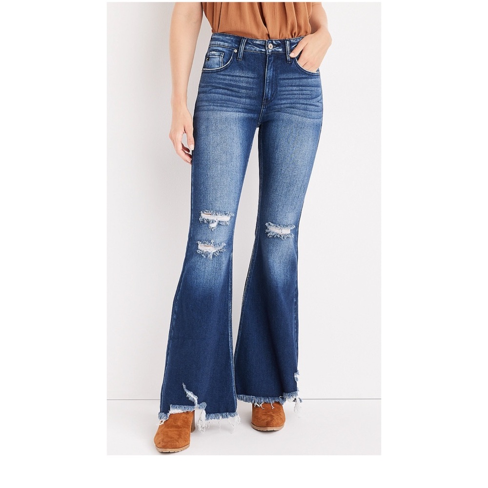 KanCan High Rise Ripped Flare Jeans NEW!